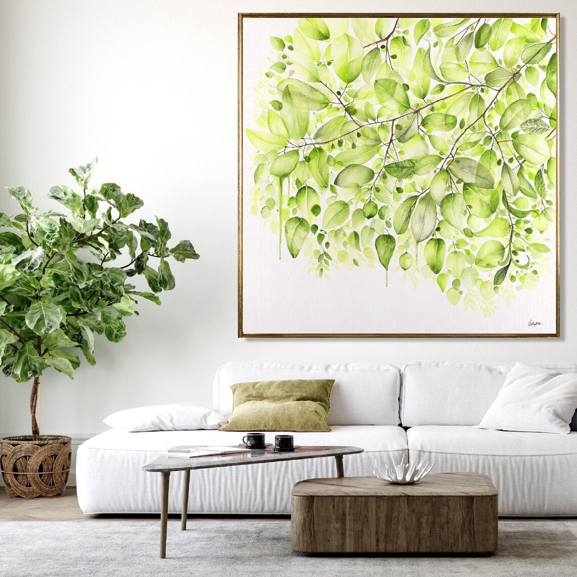 Abstract Tree Watercolor Art Print, Green Botanical
