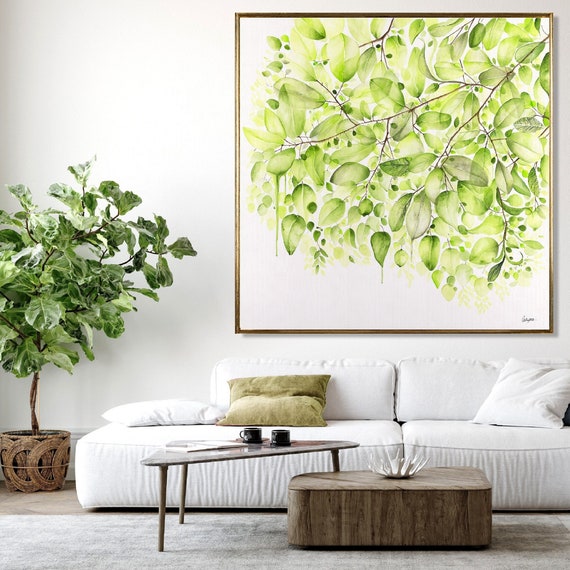 Abstract Tree Watercolor Art Print, Green Botanical