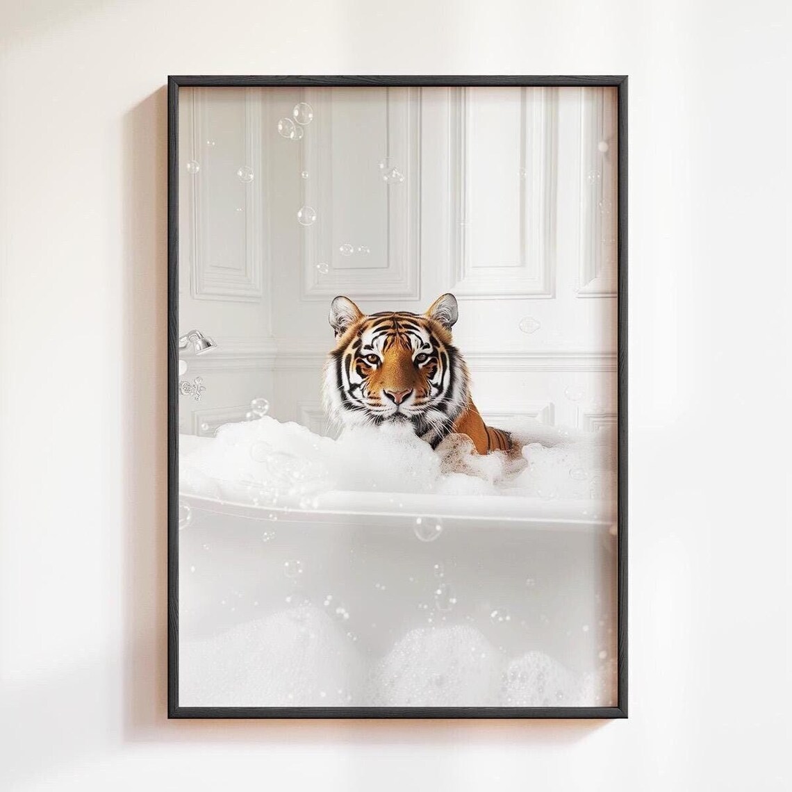 Tiger In Bathtub Bathroom Decor Poster Print