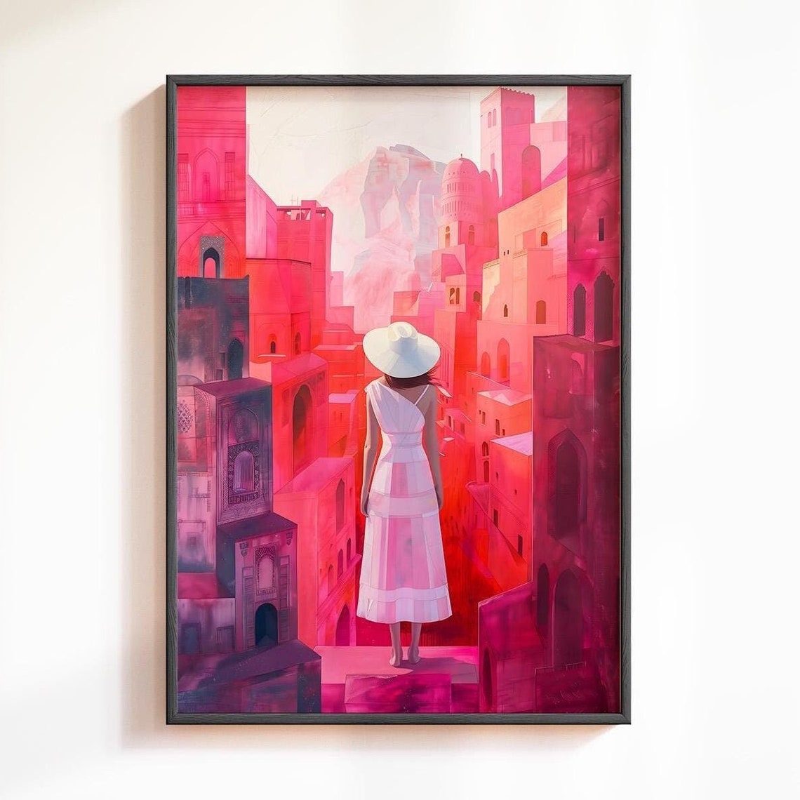 Woman In White Dress Oil Painting Print Back Of Women Poster Impasto Modern Contemporary Art Poster Bedroom Decor Abstract Art Female Prints