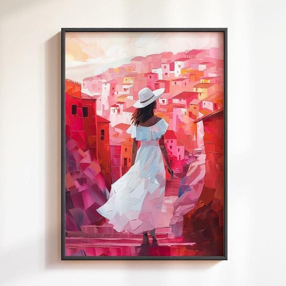 Woman Oil Painting Print Impasto Modern Contemporary Art Poster Women Poster Abstract Art Colourful Female Prints Bedroom Decor Home Decor