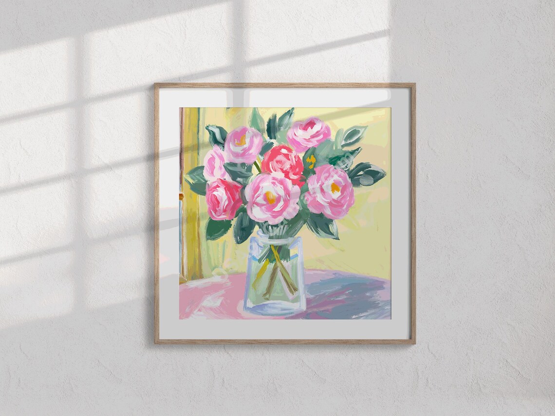 Beautiful Soft Pink Peonies In A Glass Jar Floral Art Poster
