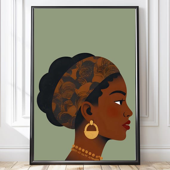 African Woman Wall Art Modern Minimalist Print Home Decor