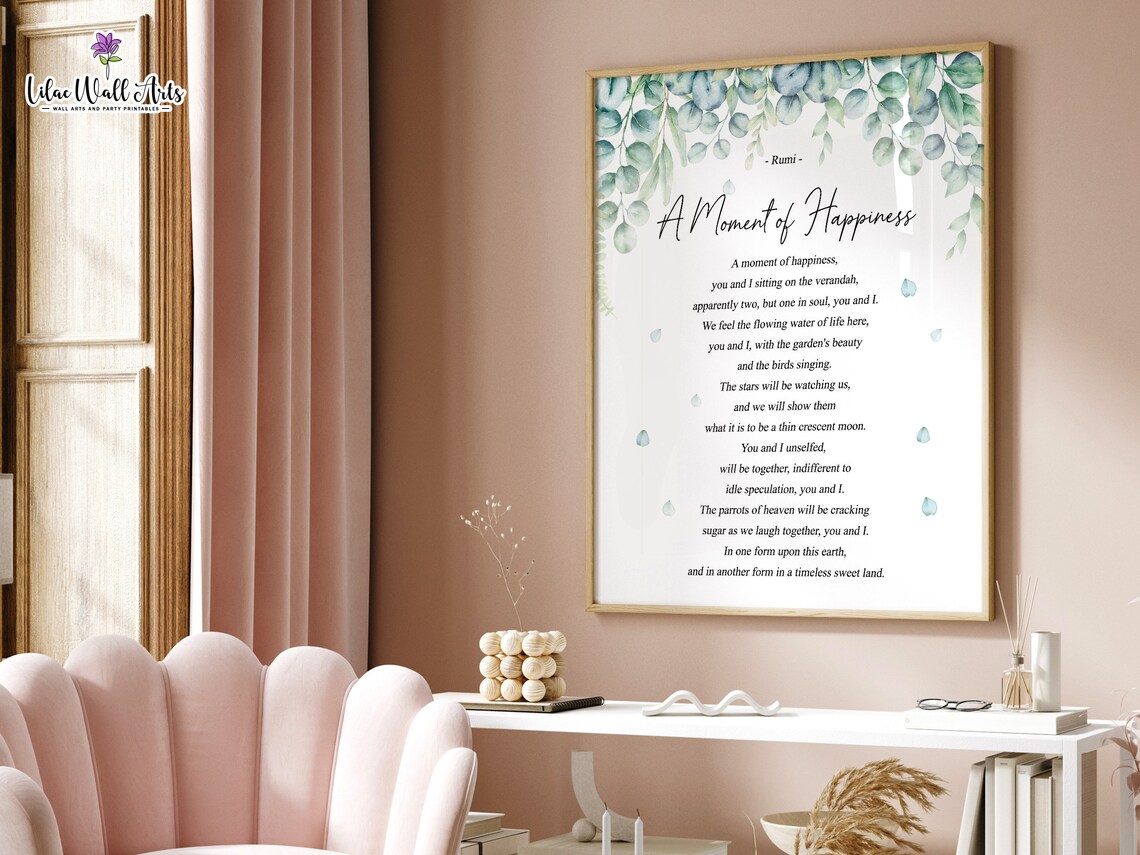 Rumi Poem A Moment Of Happiness Rumi Wall Art Rumi Print Rumi Quote Soulmate Gift Poetry Poster Poem Poster Relationship Gift Love Poem - Image 4