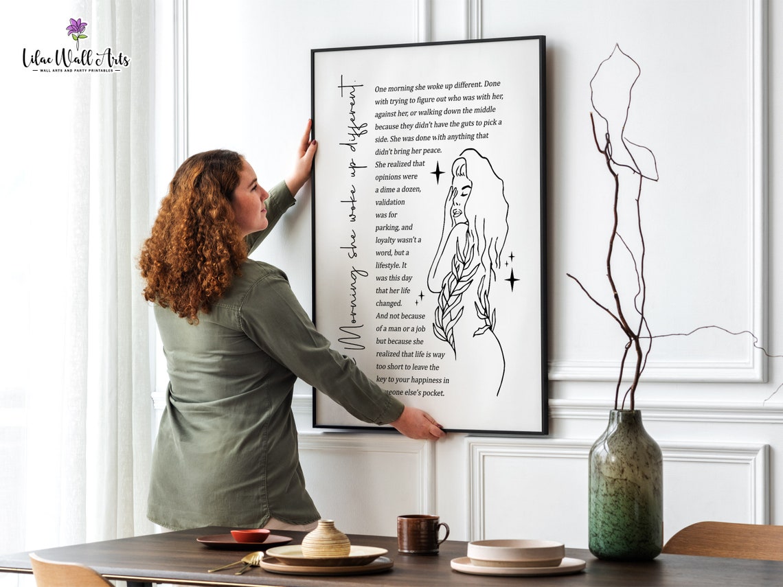One Morning She Woke Up Different Vertical Script Feminist Art Poster - Image 2