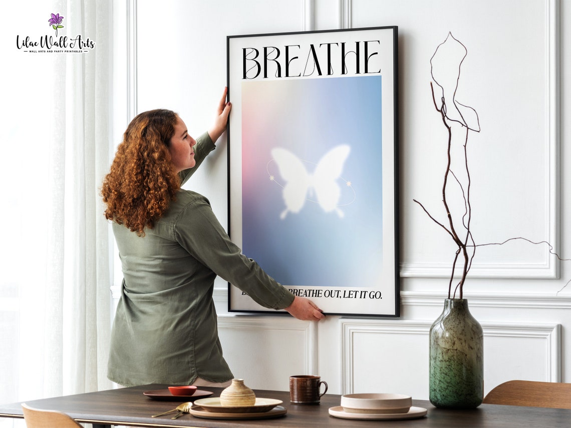 Breathe Butterfly Blue Aura Breathe In Breathe Out Let It Go Poster - Image 2