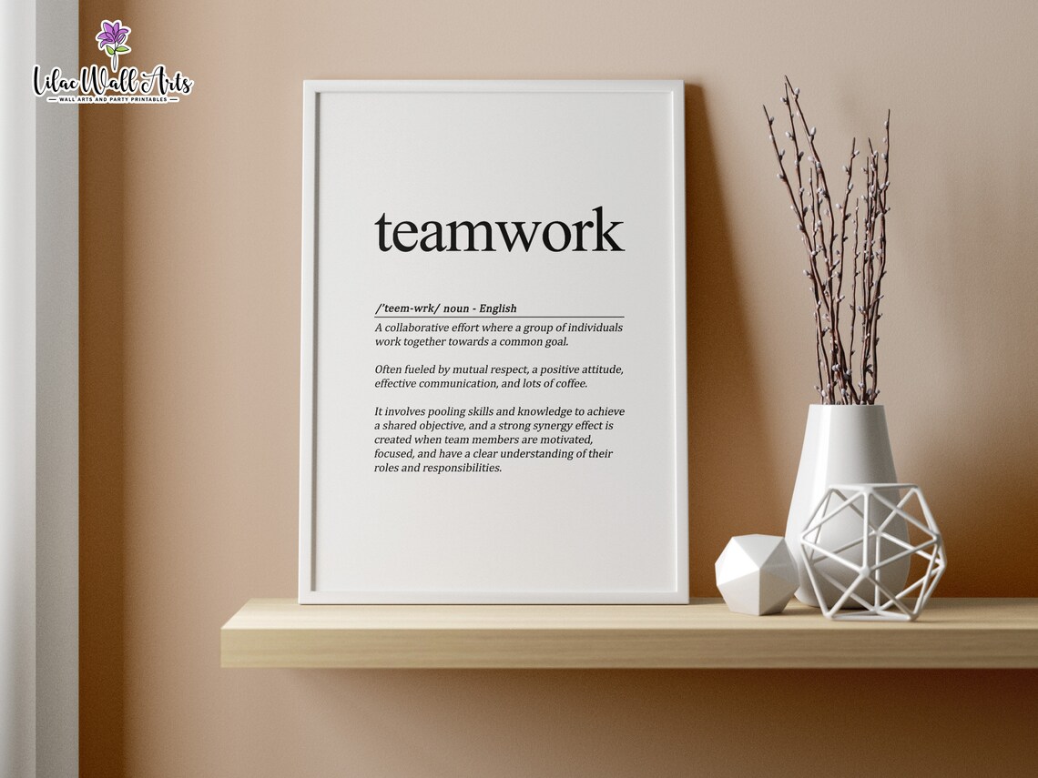 Teamwork Definition Workplace Positivity Art Print - Image 5