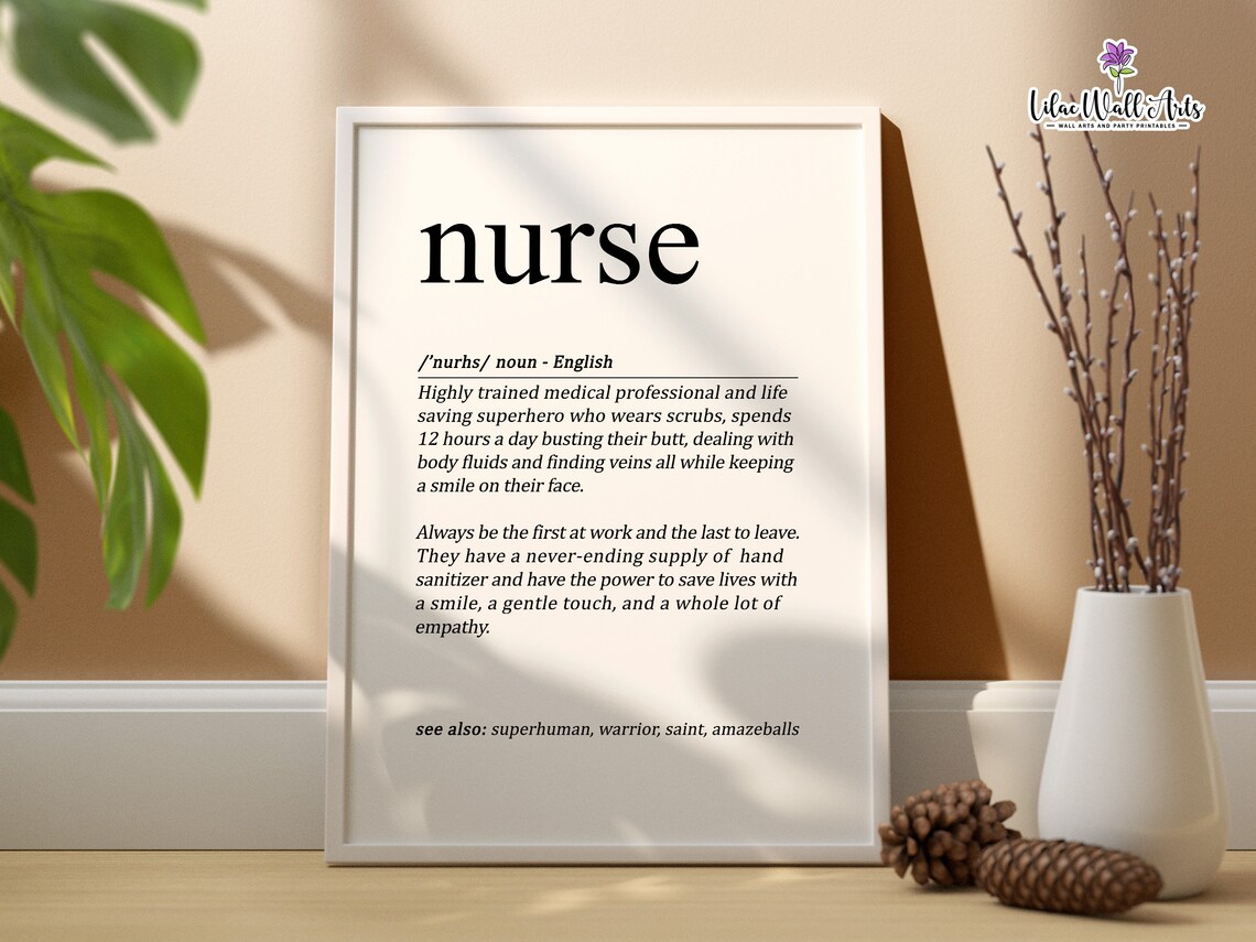 Nurse Definition Funny Healthcare Superhero Graduation Gift Wall Print - Image 6