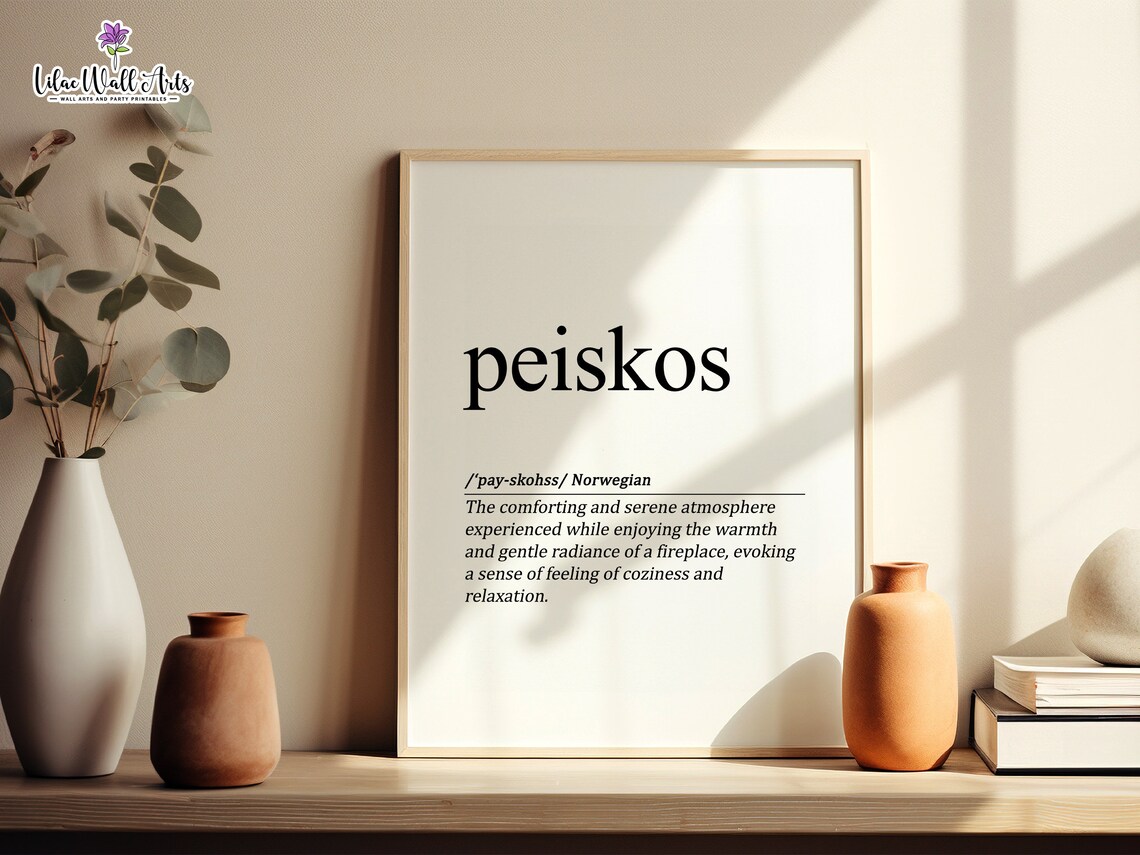 Peiskos Definition Print Hygge Iceland Nordic Wall Art Norwegian Gifts Norwegian Art Norway Print Norway Art Finnish Norwegian Print