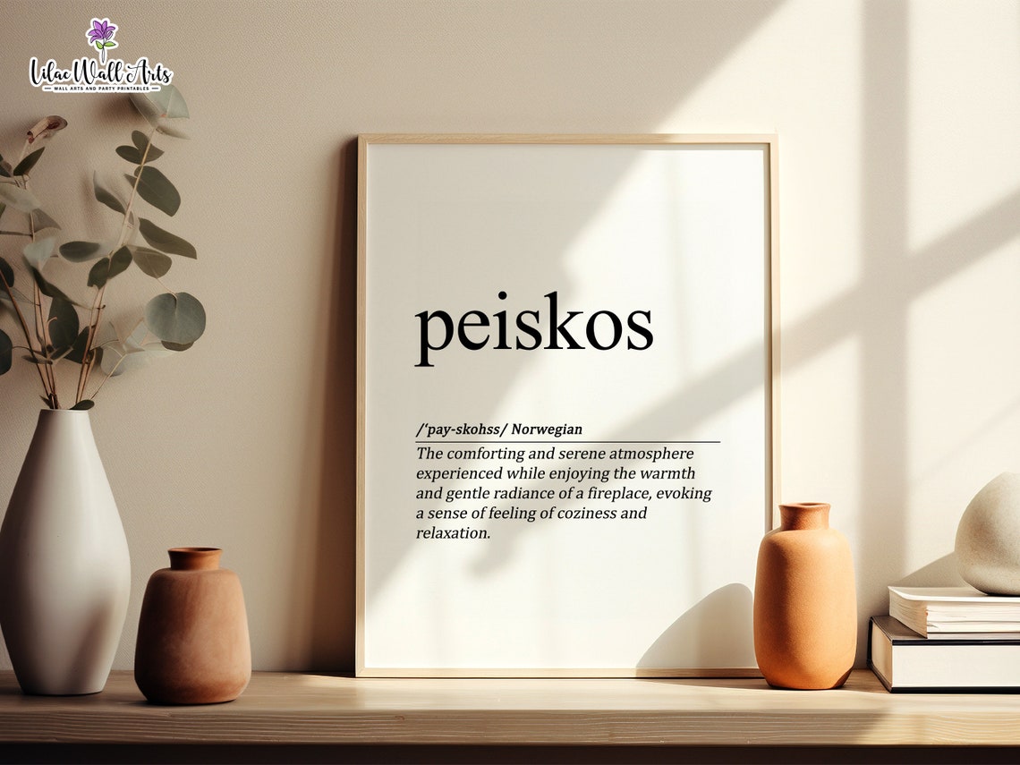 Peiskos Norwegian Cozy Fireplace Definition Hygge Minimalist Wall Art