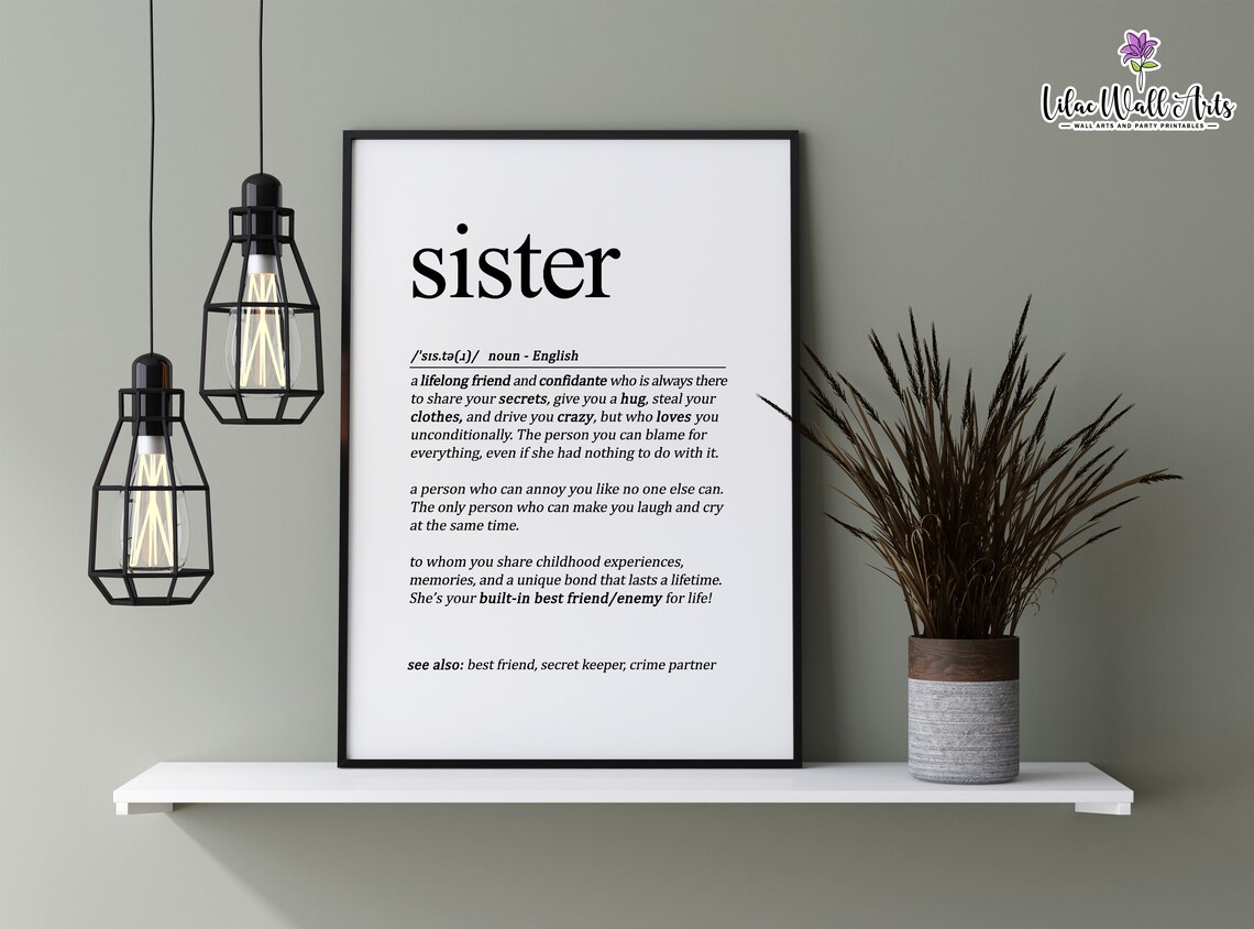 Sister Definition Best Sister Gift Brother And Sister Wall Art Family Wall Art Sister Birthday Sister Prints Sisters Wall Art - Image 2