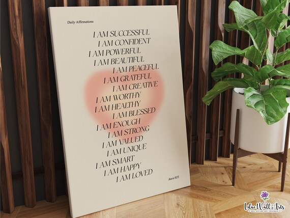 Daily Affirmations Pink Heart Aura I Am Successful Mindset Wall Art
