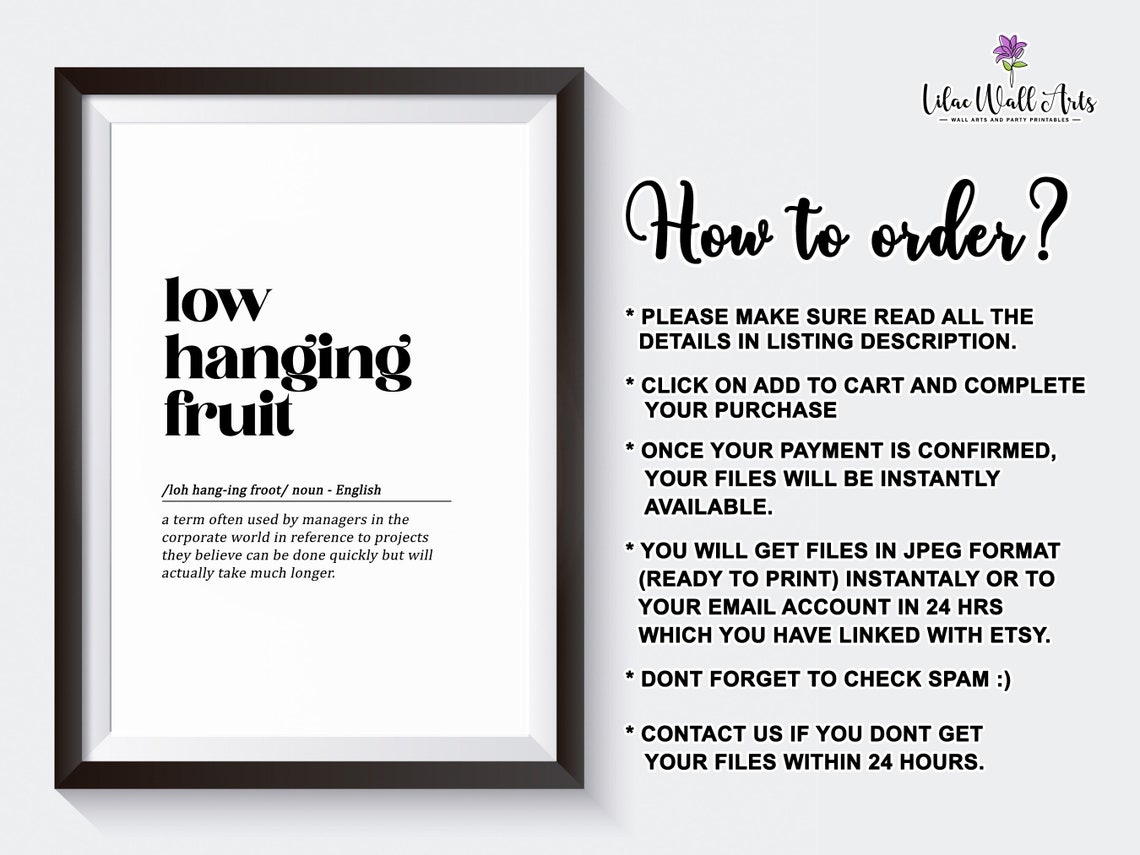 Low Hanging Fruit Definition Funny Corporate Jargon Typography Poster - Image 2