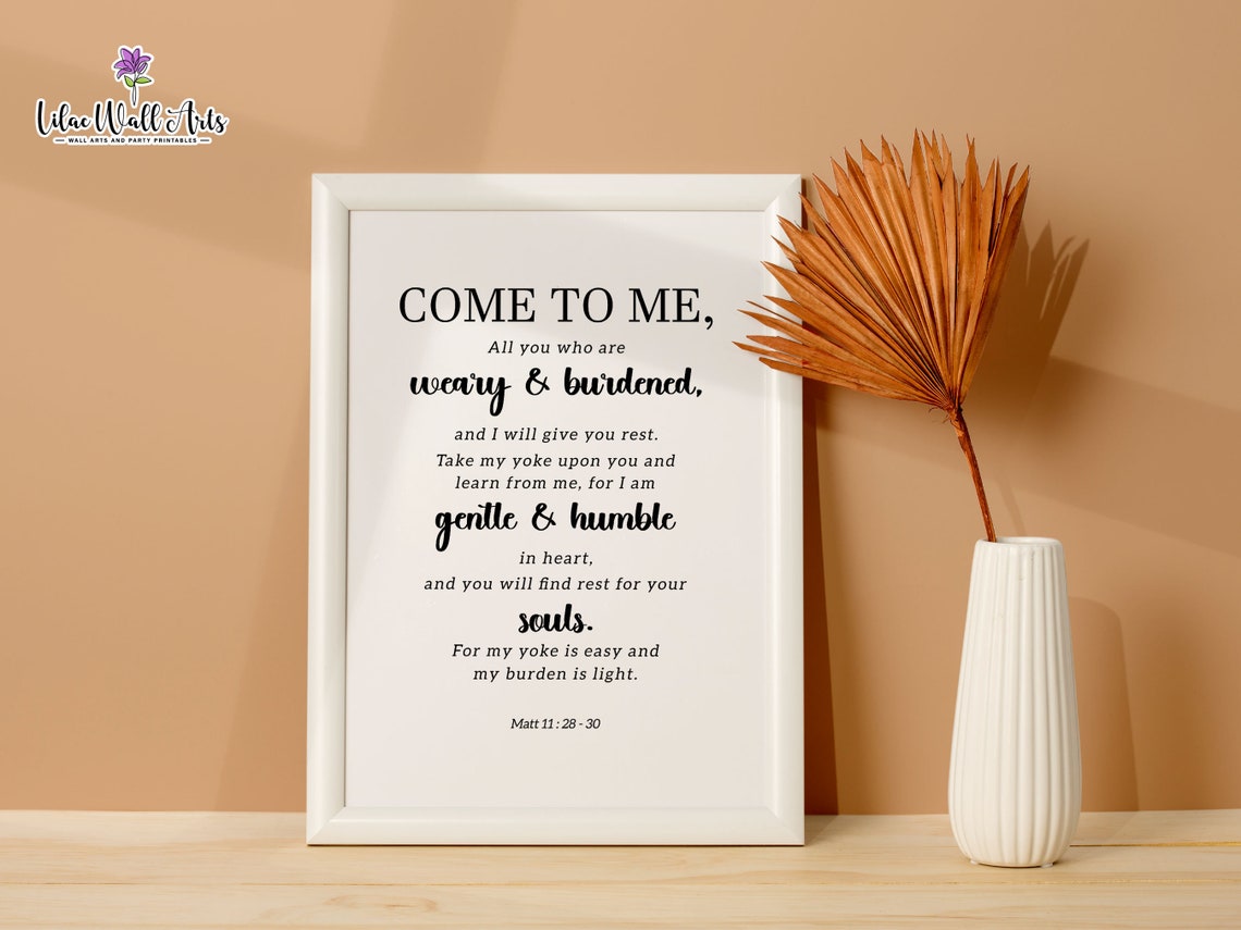 Come To Me Matthew 11:28-30 Encouraging Christian Scripture Poster - Image 2