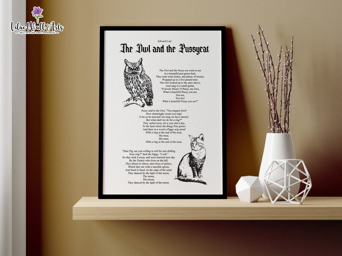 The Owl And The Pussycat Poem Art Print, Edward Lear - Image 5