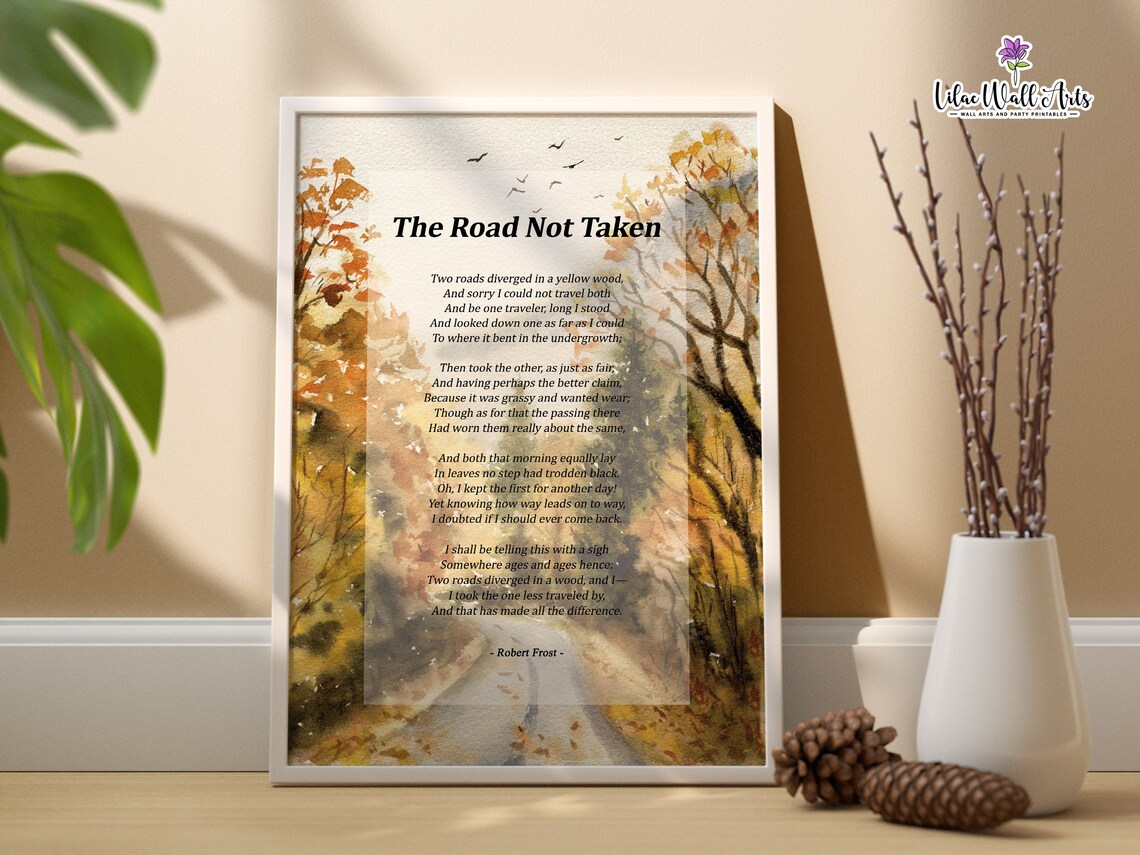The Road Not Taken Robert Frost Poetry Art Print