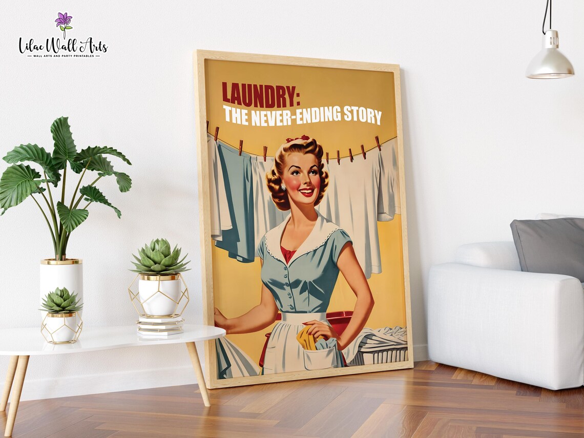 Retro Laundry Room Decor, Funny Woman Poster - Image 2