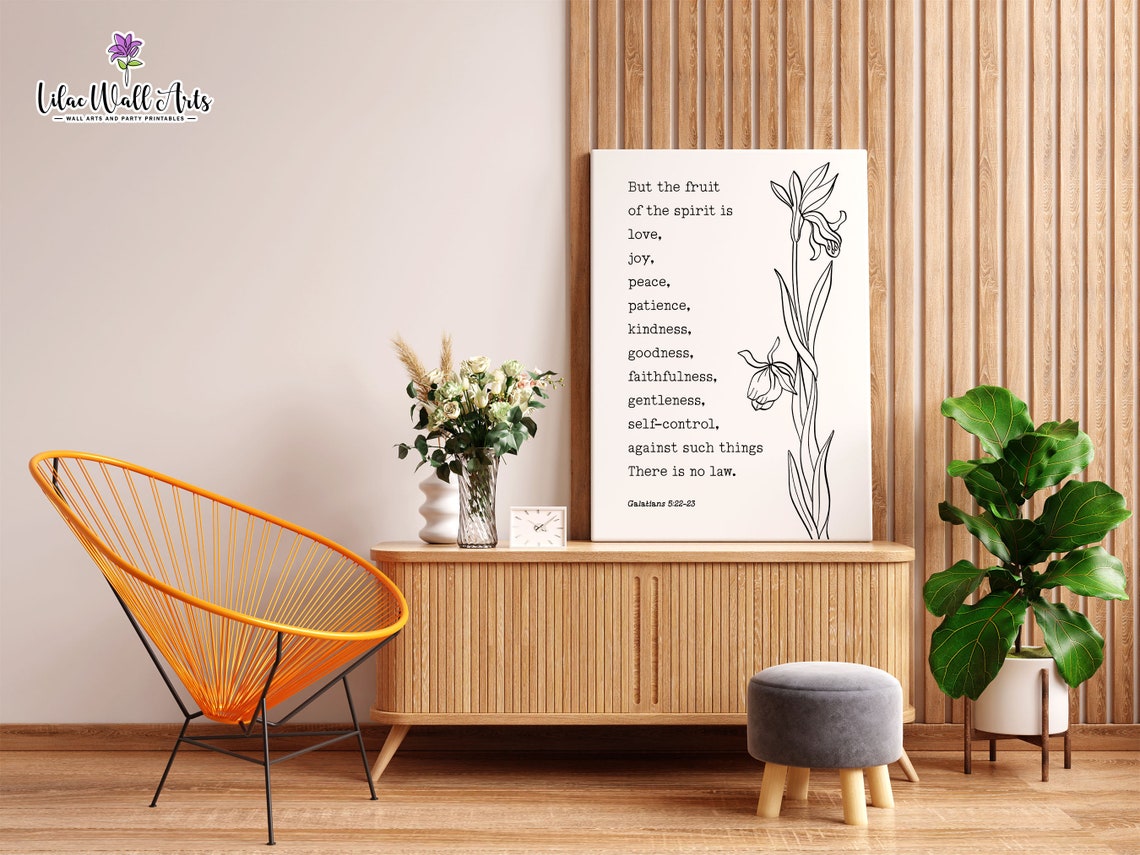 Fruit of the Spirit Galatians Botanical Line Art Scripture Print - Image 2
