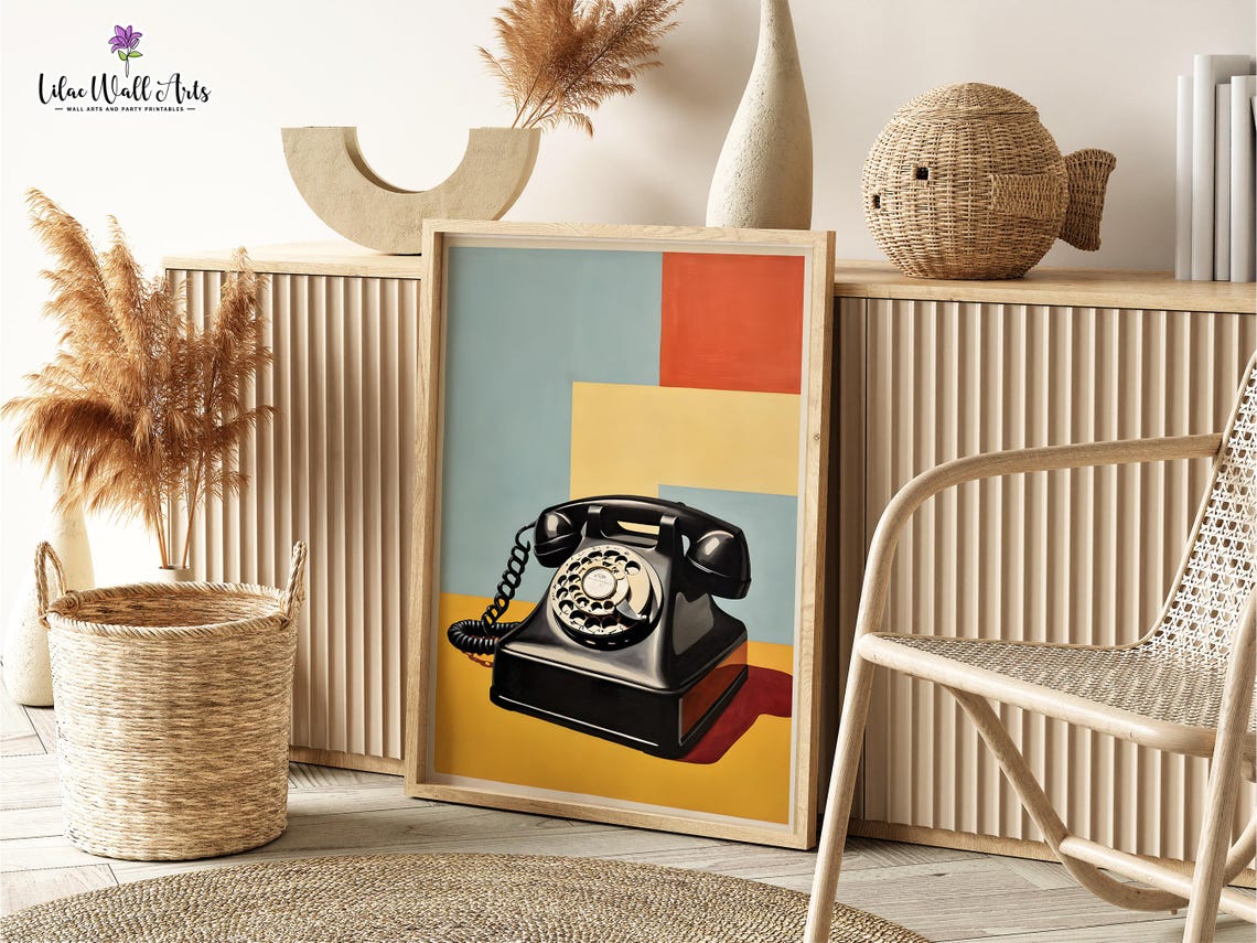 Black Rotary Telephone Pop Art Vintage 60s Phone Decor Poster - Image 2