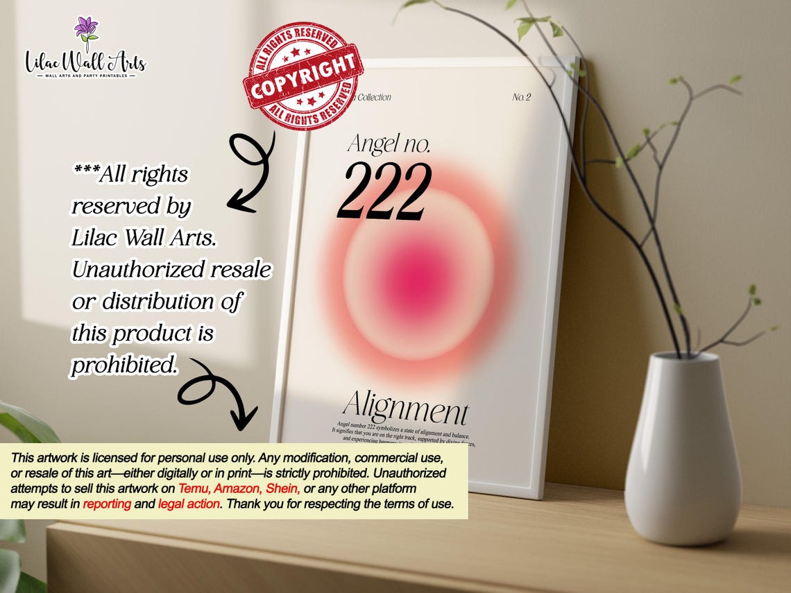 Angel Number 222 Alignment Pink Aura Spiritual Manifestation Poster - Image 4