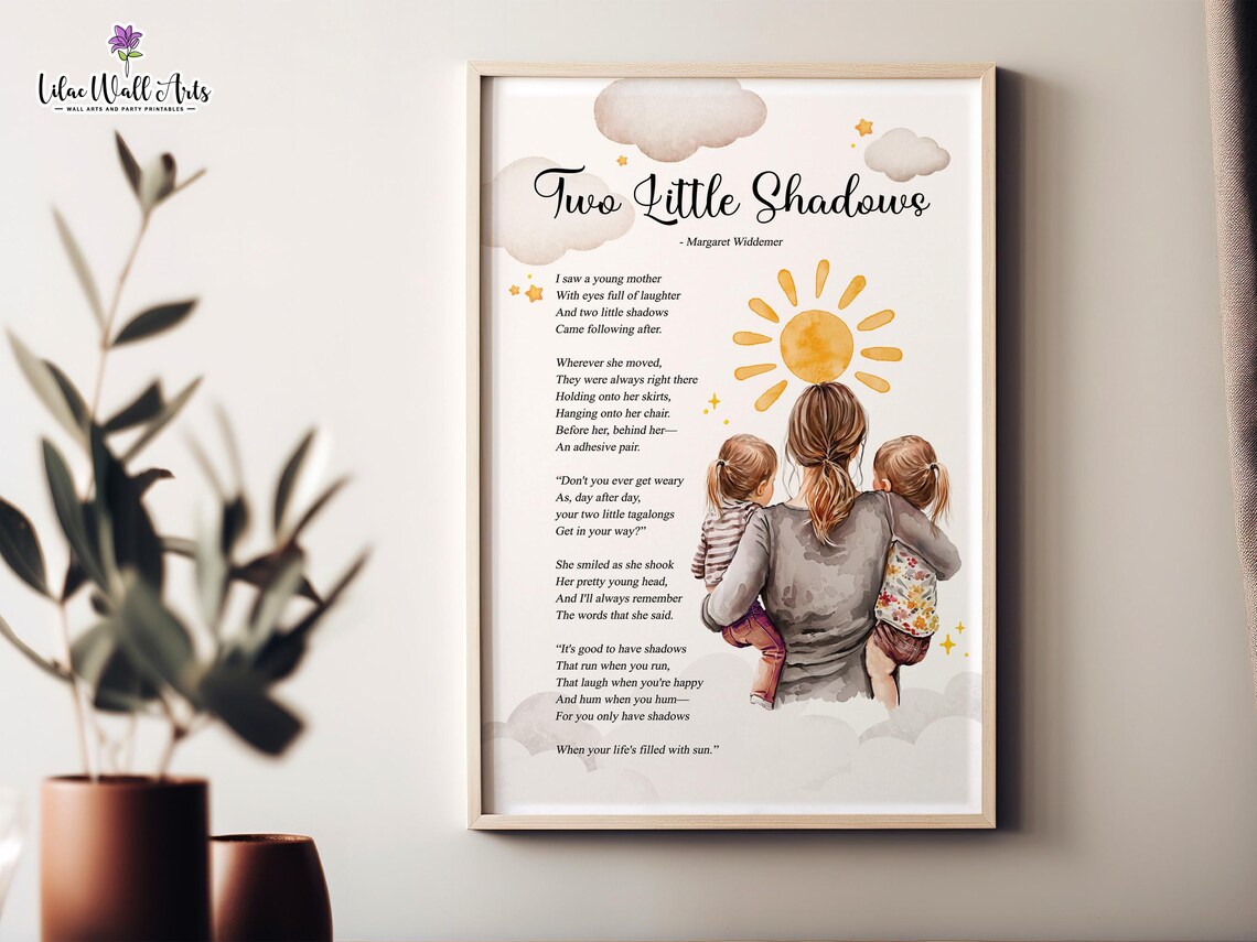 Two Little Shadows Poem for Mom, Mothers Gift Print