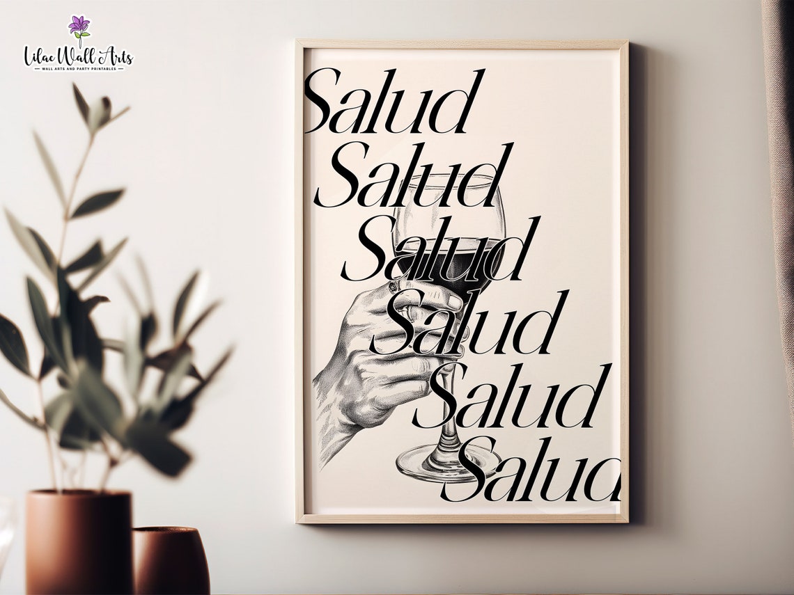 Salud Poster Cheers Wall Art Bar Art Eat Drink Cheers Sign Cheers Glasses Print Happy Hour Print Cheers Art Print Aesthetic Bar Cart - Image 5