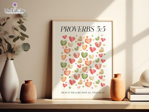 Proverbs 3 5 6 Trust In The Lord Girly Christian Aesthetic Christian Nursery Scripture Retro Christian Art Cute Apartment Dcor Kids Bible