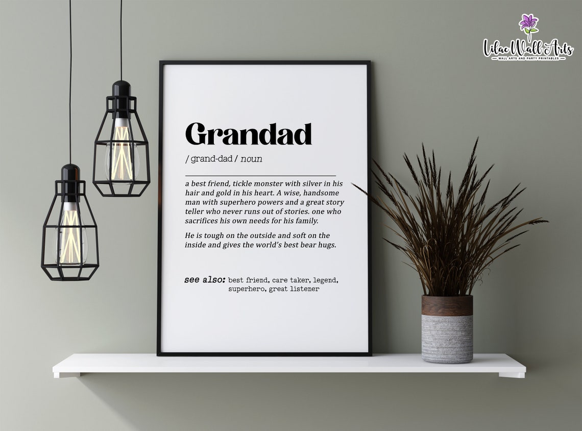 Grandad Definition Heartfelt Gift for Grandpa Typography Wall Art