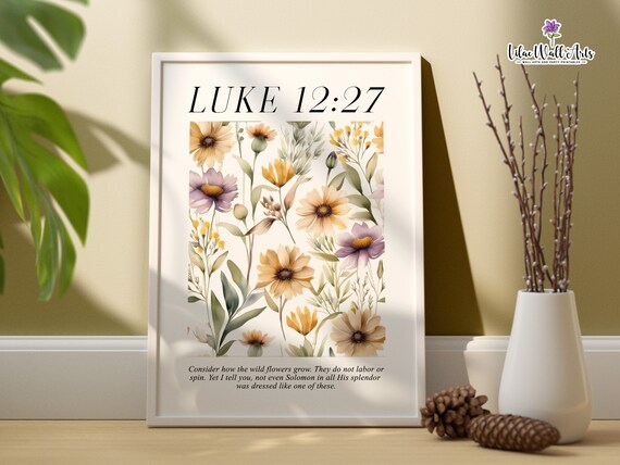 Boho Bible Verse Consider The Wildflower Botanical Scripture Christlich Daily Scripture Biblical Art Print Prophetic Art Print Bible Artwork