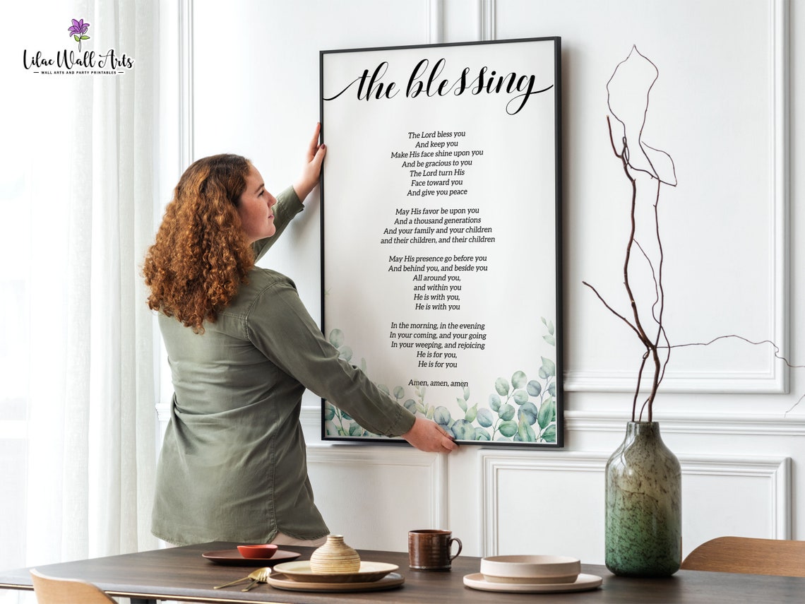 The Blessing Song Lyrics Christian Watercolor Eucalyptus Art Poster - Image 2