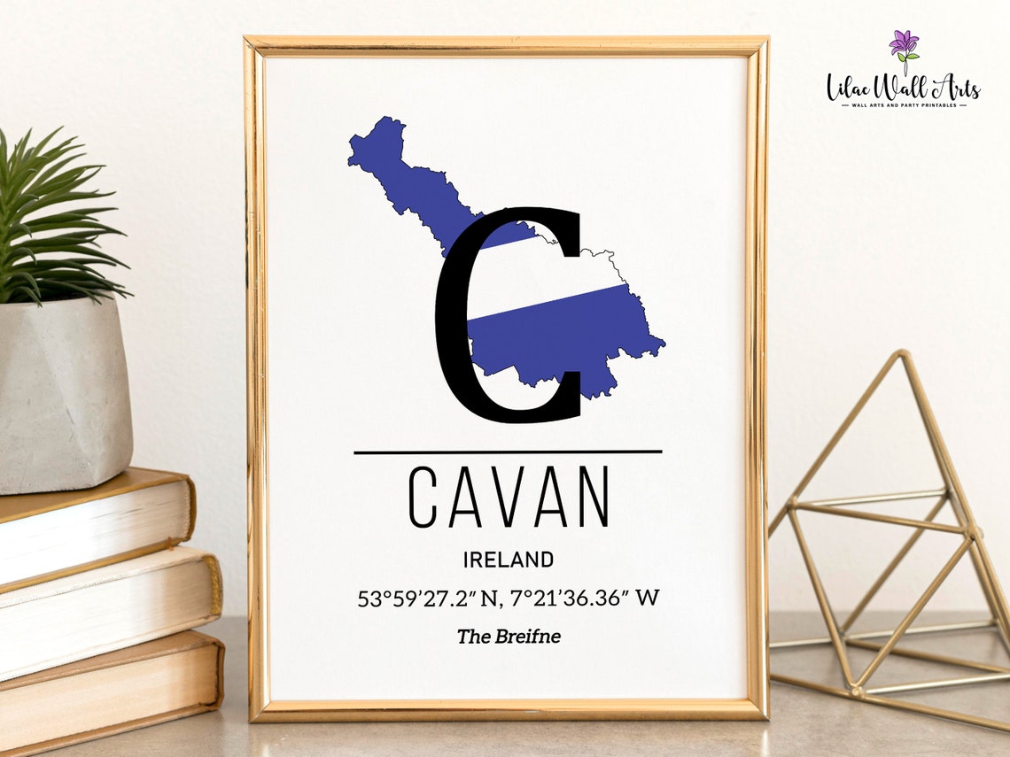 County Cavan Map The Breifne Blue White Monogram Travel Poster - Image 5