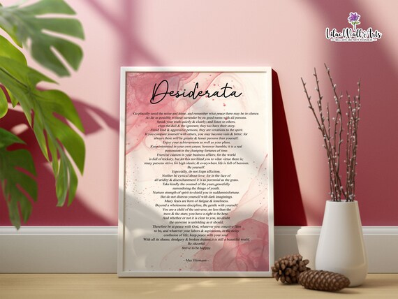Desiderata Poem By Max Ethramann Poem Print Poetry Gift New Home Gift Literature Print Poetry Art Prints Desiderata