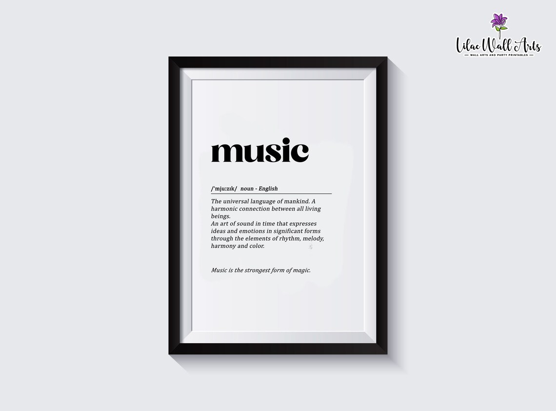 Music Definition Dictionary Typography Art Poster for Musicians and Teachers - Image 3