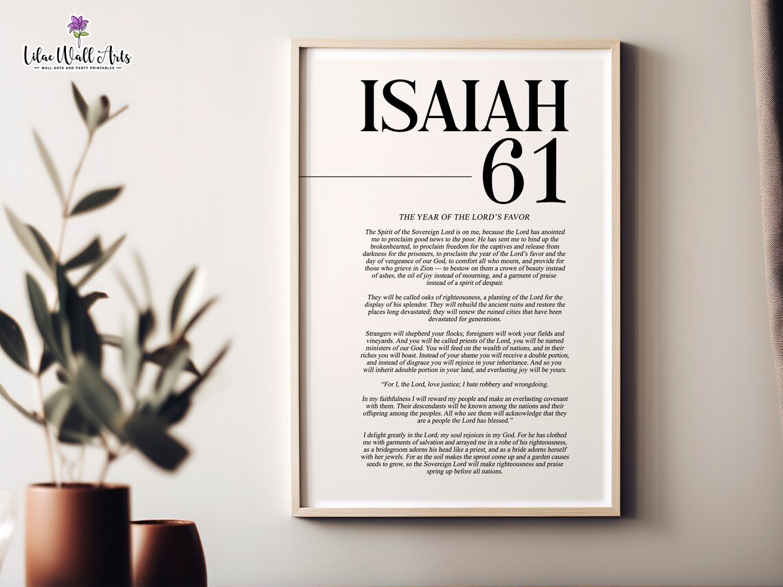 Isaiah 61 Scripture Art Print, Christian Wall Art