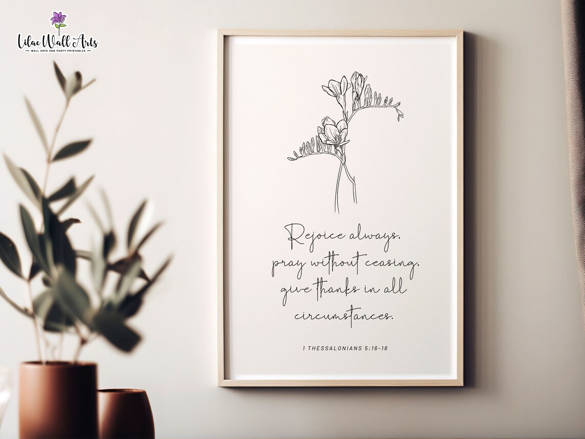 1 Thessalonians 5 16 18 Pray Without Ceasing Bible Poster Floral Bible Verse Pray Wall Art Botanical Scripture Biblical Wall Art - Image 6