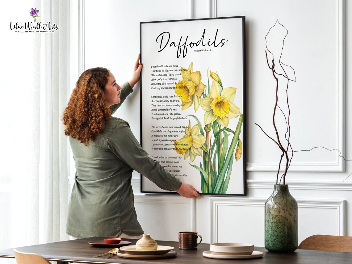 Daffodil Poetry Print, Wordsworth Botanical Poster - Image 2