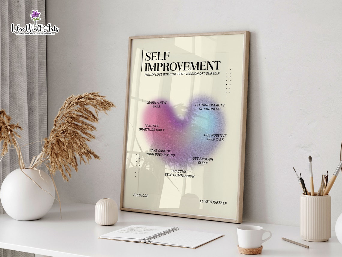 Self Improvement Purple Heart Aura List Daily Positive Mindset Poster - Image 2