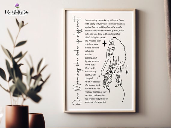 One Morning She Woke Up Different Vertical Script Feminist Art Poster