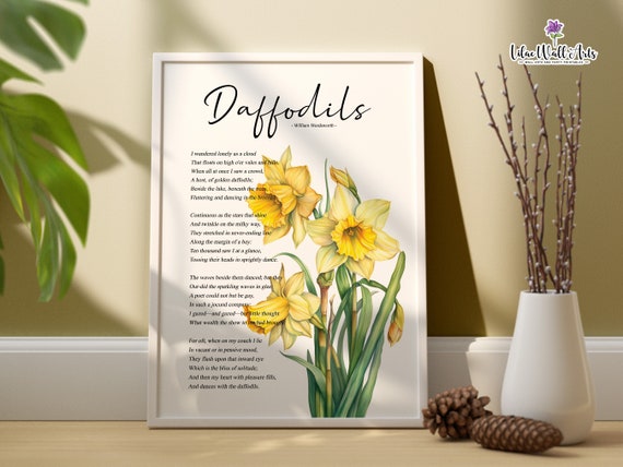 Daffodil Poetry Print, Wordsworth Botanical Poster