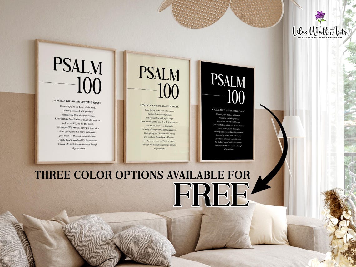 Psalm 100 Shout For Joy To The Lord Full Text Minimalist Decor Poster - Image 3