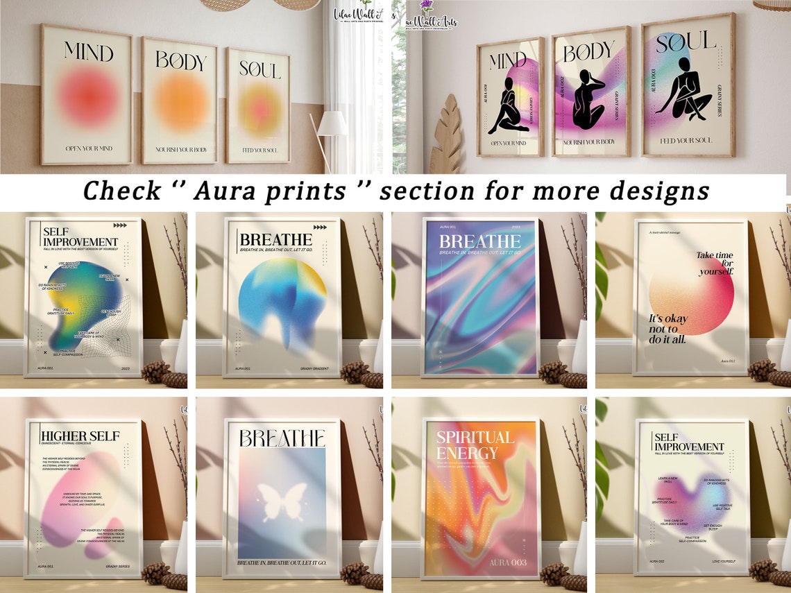 Breathe Blue Aura Gradient Breathe In Breathe Out Let It Go Poster - Image 4