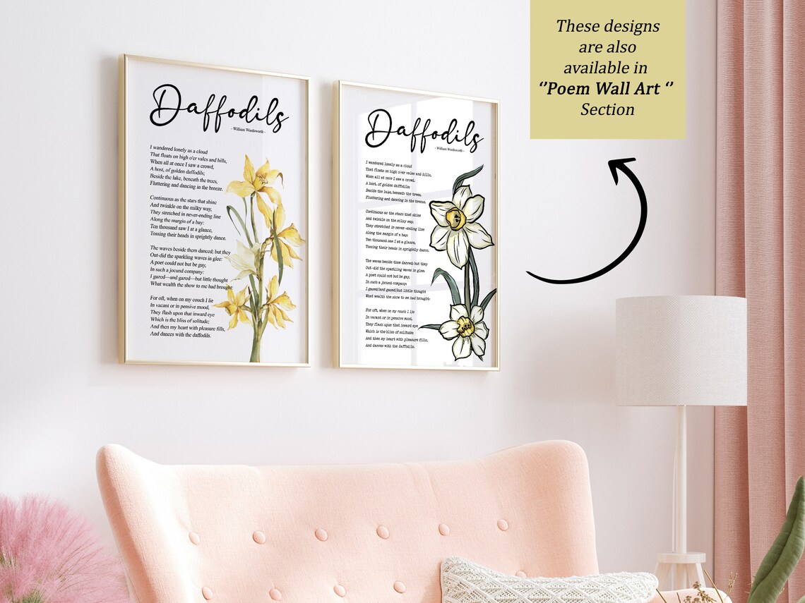 Daffodil Poetry Print, Wordsworth Botanical Poster - Image 5