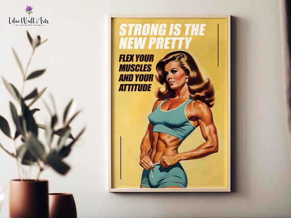 Strong Is The New Pretty Retro Fitness Poster Girl Power Gym Decor
