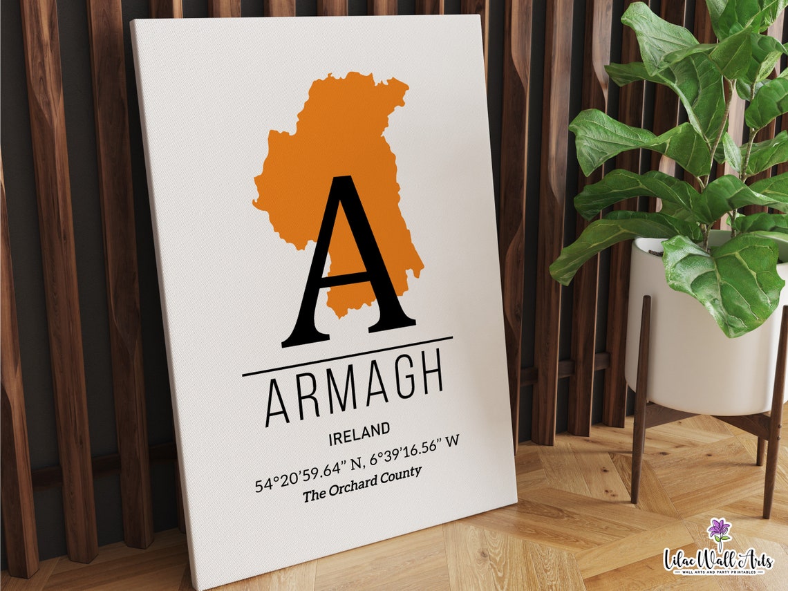County Armagh Map The Orchard County Orange Monogram Travel Poster - Image 6
