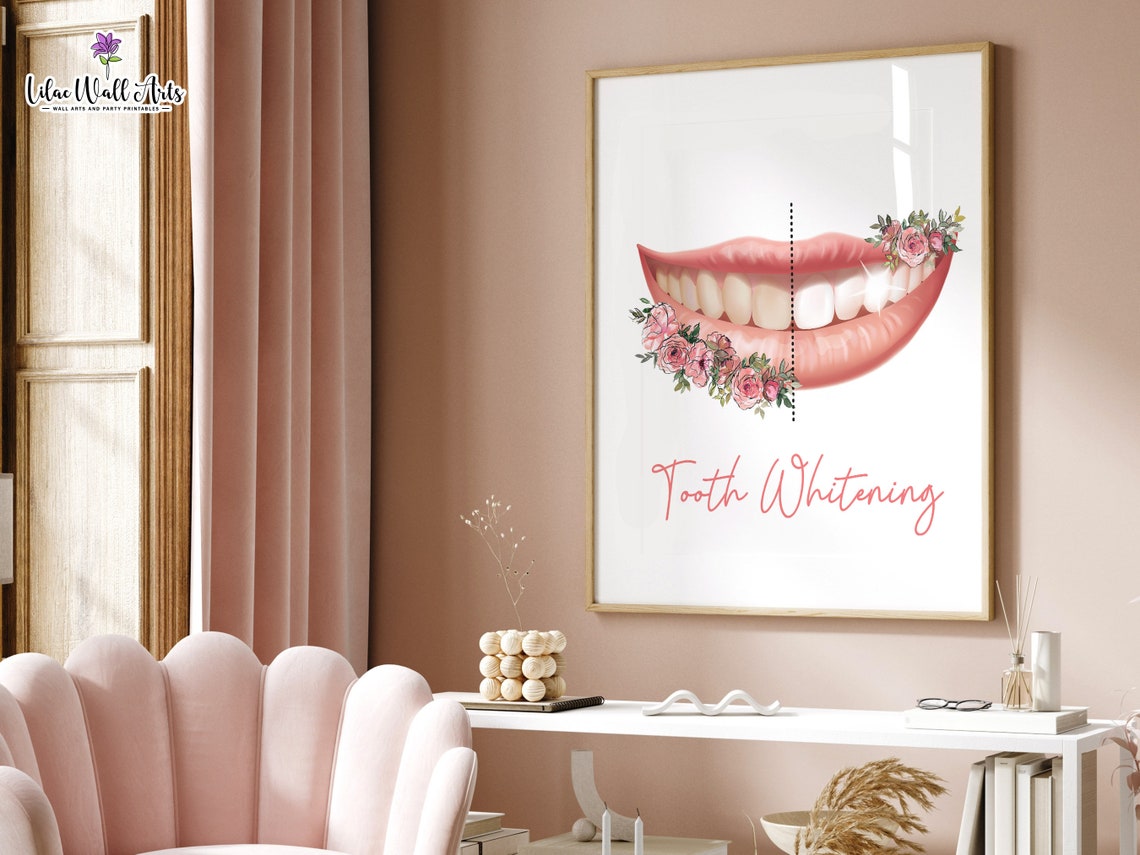 Tooth Whitening Pink Rose Smile Glow Cheerful Dentist Decor Art Poster - Image 5