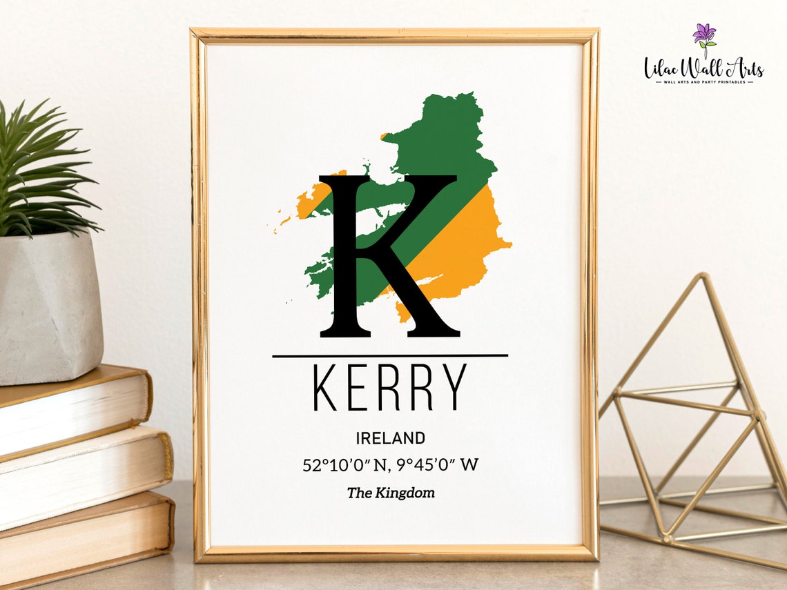 Kerry Ireland County Map GPS Coordinates The Kingdom Art Poster - Image 3