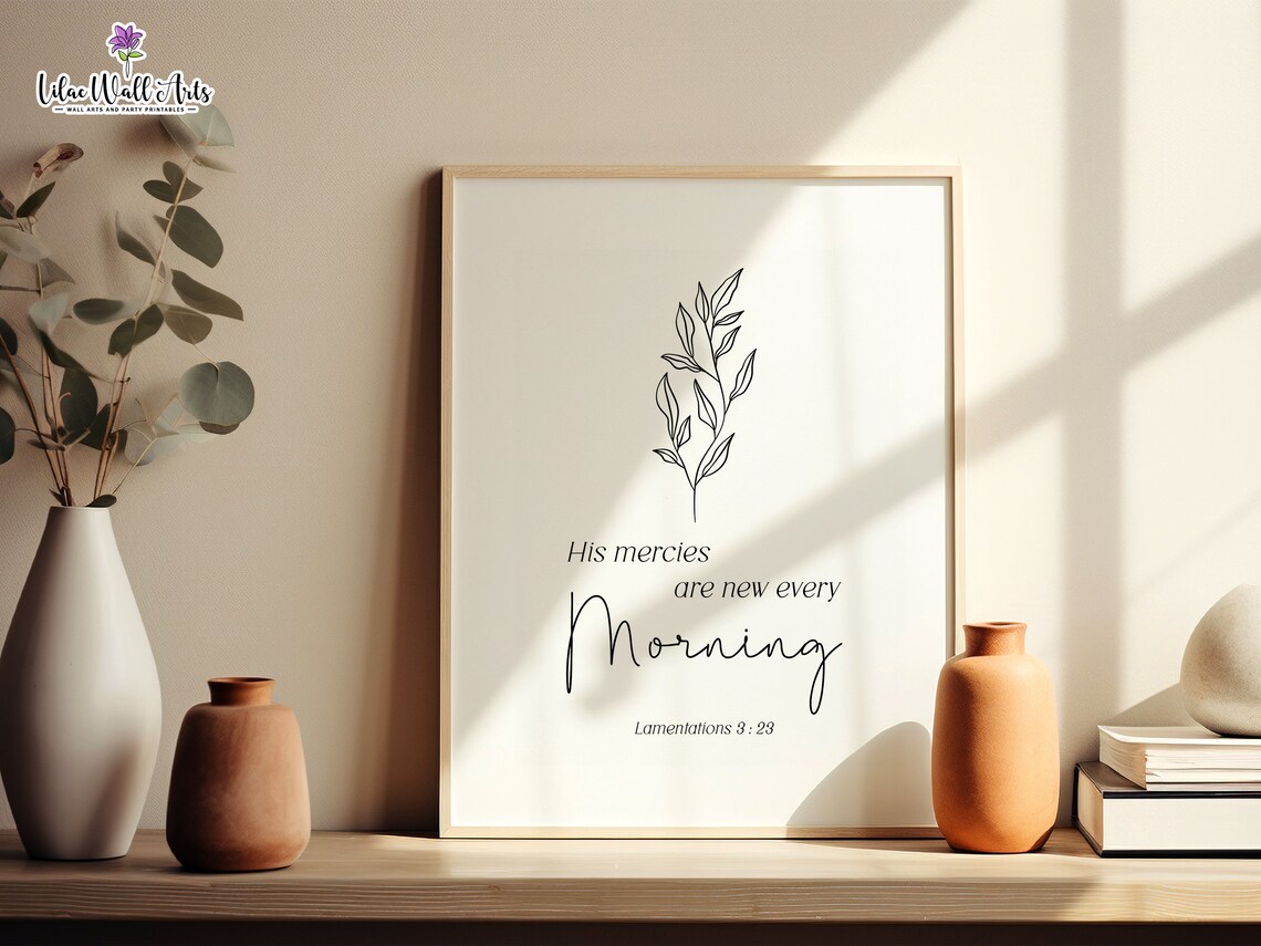 His Mercies Are New Every Morning Lamentations 323 Leaf Line Poster - Image 6