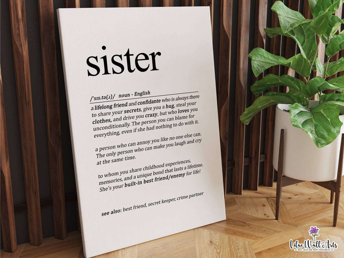 Sister Definition Best Sister Gift Brother And Sister Wall Art Family Wall Art Sister Birthday Sister Prints Sisters Wall Art - Image 6