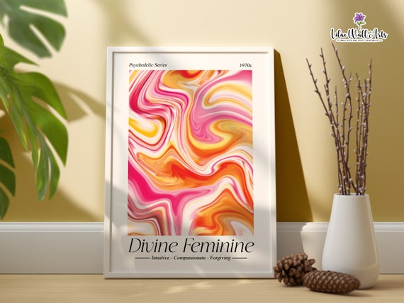 The Divine Feminine Y2k Aura Gradient Retro Aura Orange Aura Wall Art Yellow Aura Poster Divine Tangerine Aura Pinker Aura Gradients
