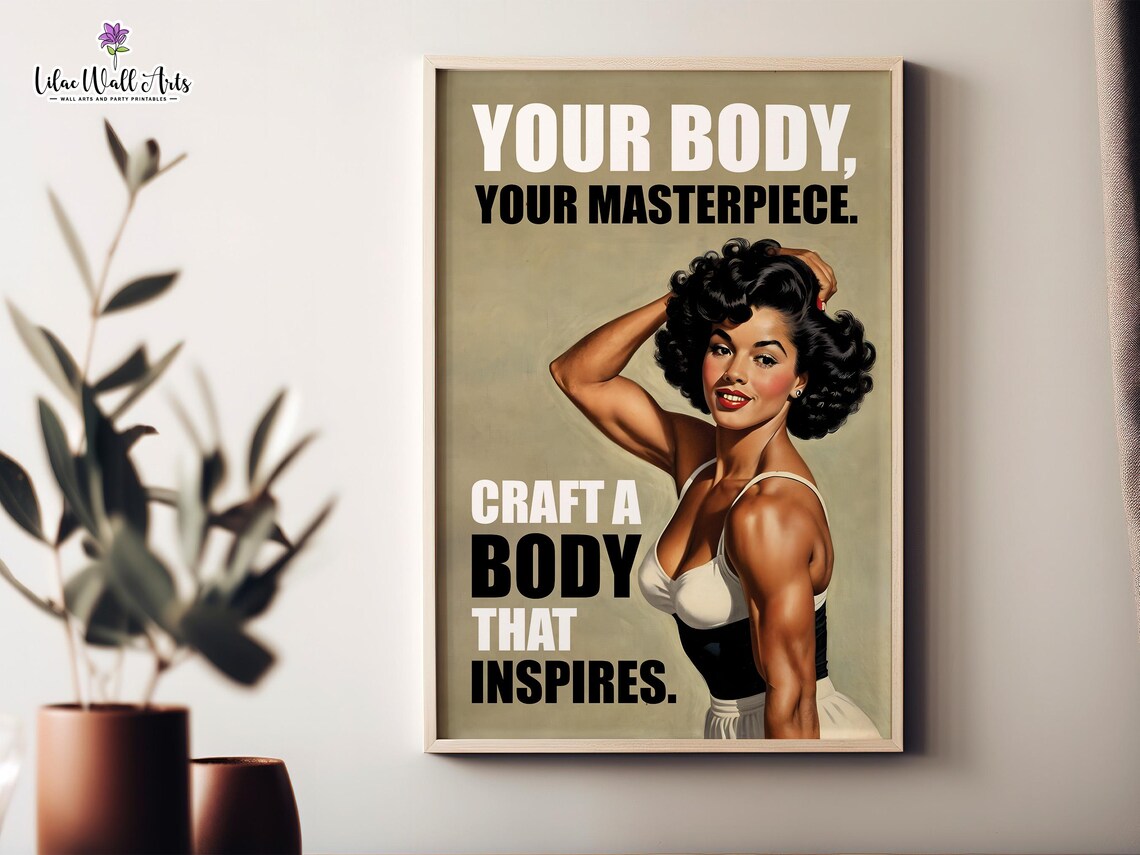 Retro Gym Poster, Home Gym Exercise Wall Art